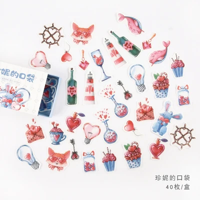 40pcs/pack Forest Stickers Set Romantic Cartoon Decorative Stationery Stickers Scrapbooking DIY Diary Album Lable Stick Gift - Цвет: 04