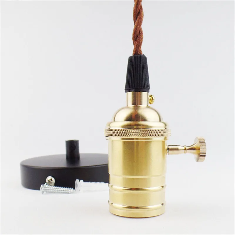 

E27 Industrial Vintage Lamp Holder Copper Socket Bulb Light Fixtures knob Switch Screw Base Lampada Lighting Pendant Fittings