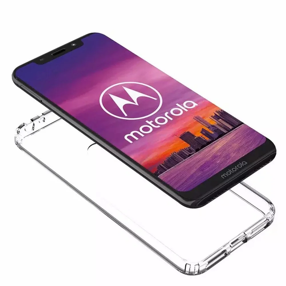 Slim Thin Hard Transparent Clear Case Soft TPU Edge &amp Acrylic Back Anti Scratch Shockproof Cover For Motorola One / P30 Play |