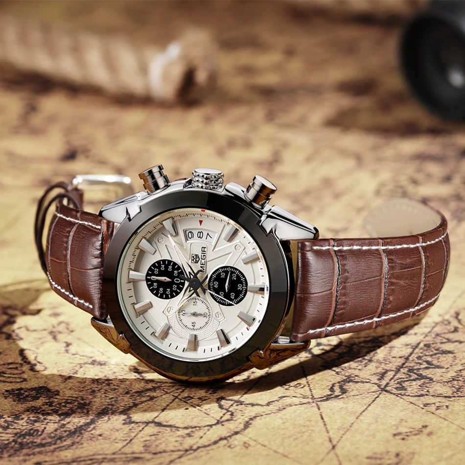 Мужские часы Топ бренд класса люкс MEGIR Военные Спортивные Светящиеся Наручные