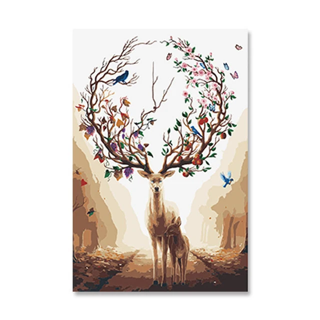 

Deer's rights and money wealth h painting decoration DIY animal h-painted modern fresco art canvas