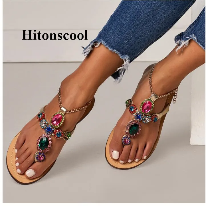 Сандалии гладиаторы с ремешками на лодыжке украшенные стразами летние модные