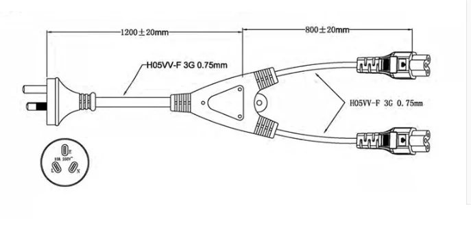 UPS сервер Y сплиттер SAA штепсельная вилка 3 Prong папа 2 x C5 комплекты шнура питания