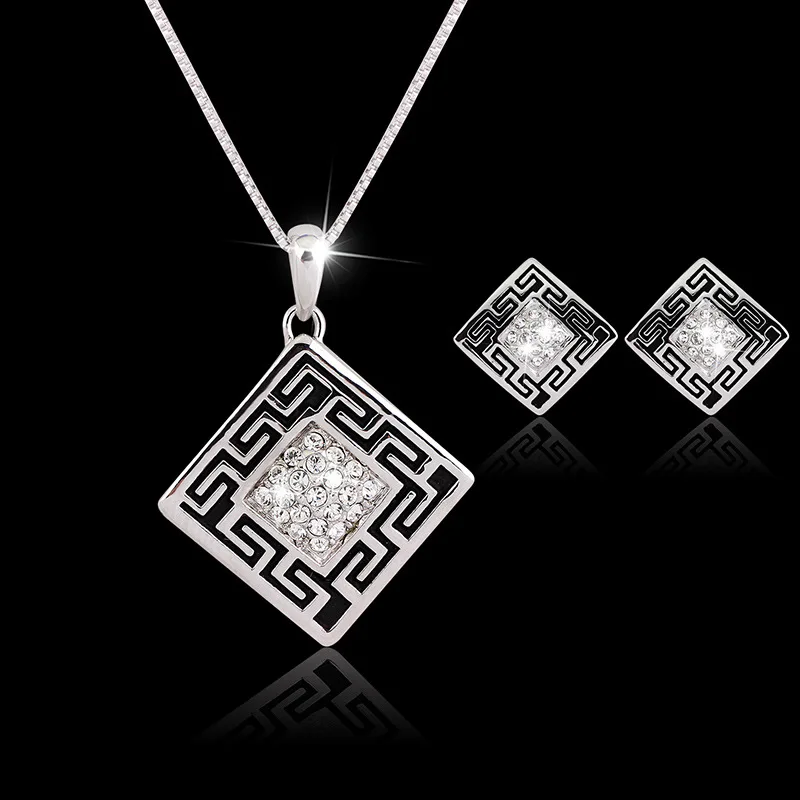 Бесплатная Доставка Модный Новый женский Белый K Кристалл Цветы Комплект