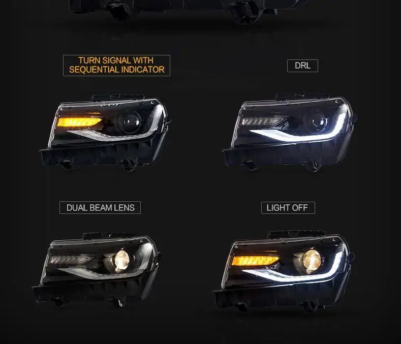 2 шт. для автомобиля налобный фонарь Для Camaro 2014 2015 ксеноновые фары Plug and Play