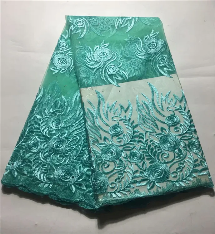 Новейшие небесно голубые французские нигерийские шнурки ткани высокого