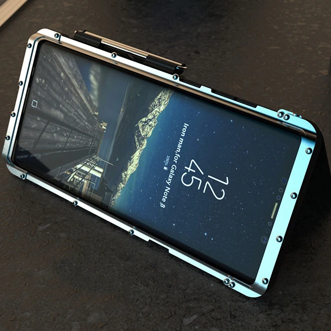 Металлический флип чехол для Samsung Galaxy Note 8 2018 Супер жесткий ударопрочный