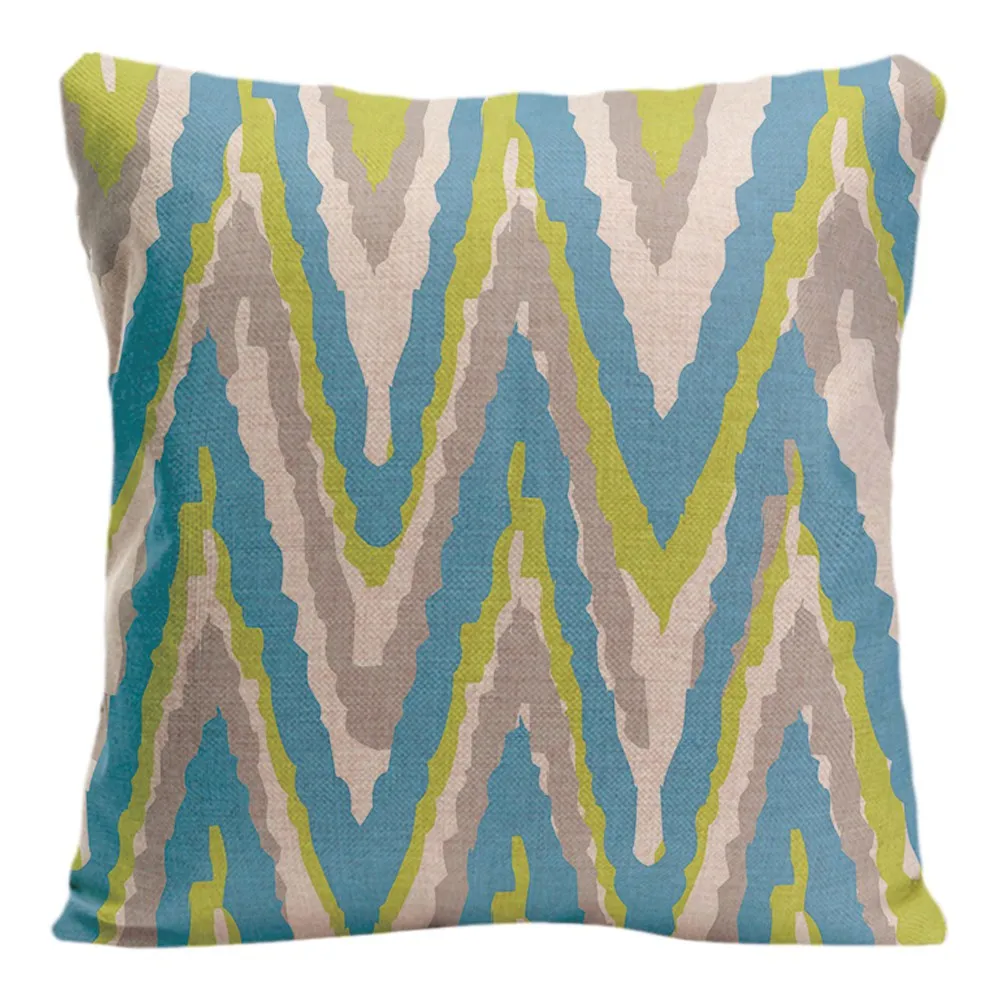 Подушка в полоску синего и зеленого цвета декоративная подушка для дивана