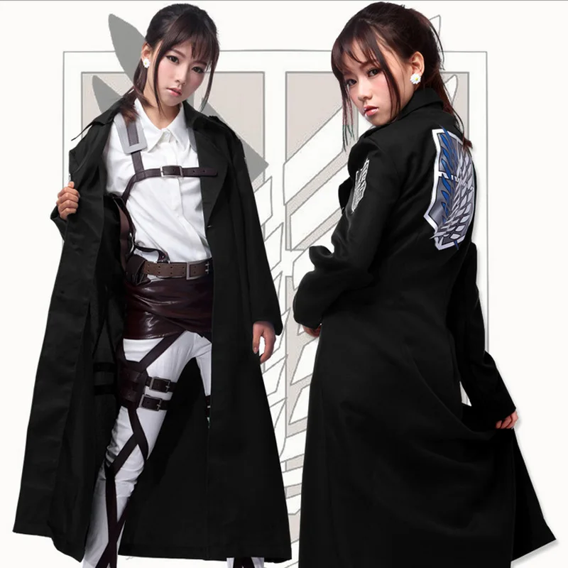 Coshome костюмы для косплея атака на Титанов плащ Леви Микаса Эрена черное
