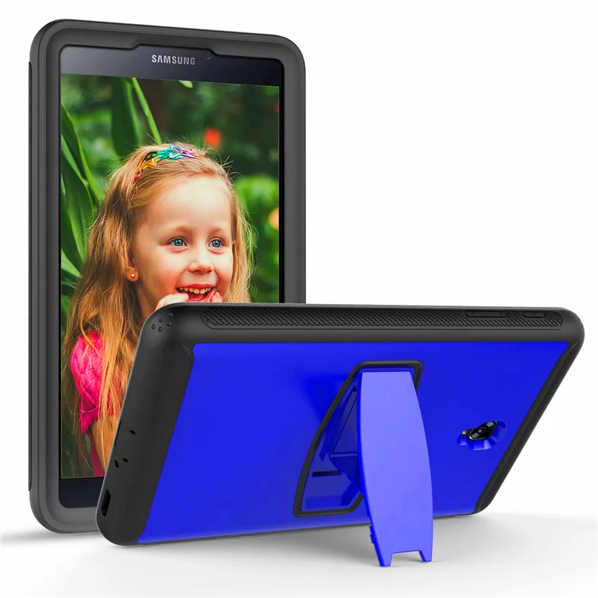 Синий Подставка для SM-T385 чехол для samsung Galaxy Tab A 8,0 T380 T385 8 дюймов планшет сверхпрочный противоударный мягкий силиконовый чехол - Цвет: Синий