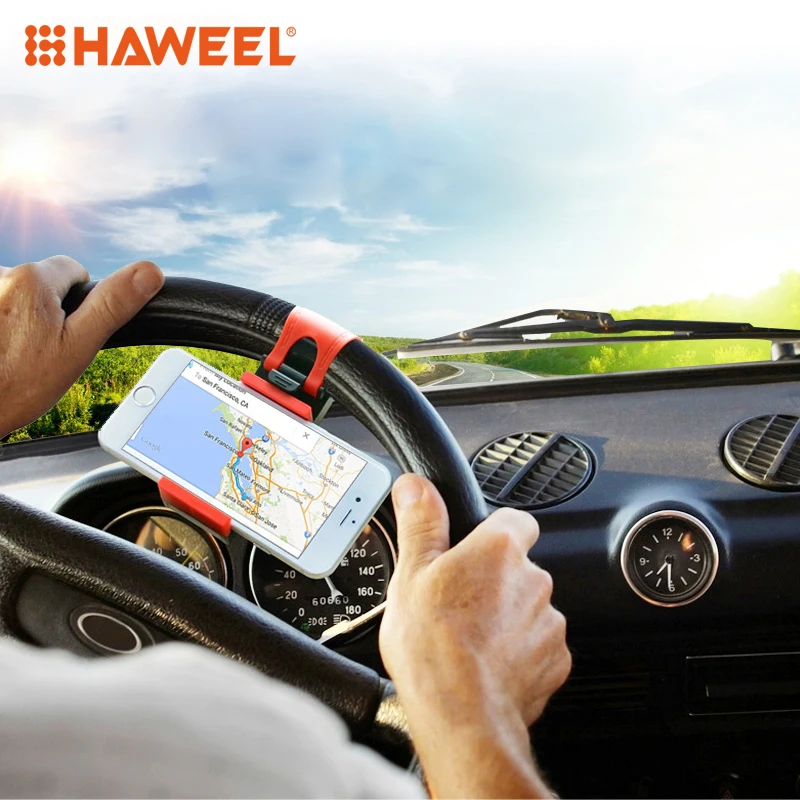 

HAWEEL Universal Car Steering Wheel Cellphone Holder Mount Bracket for iPhone Samsung Xiaomi Meizu, Suitable for 55mm-86mm