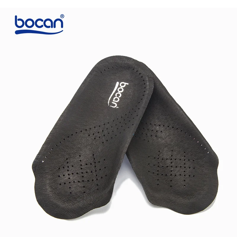 Bocan genuine leather insoles arch support for flat feet breathable insoles shock absorption for unisex