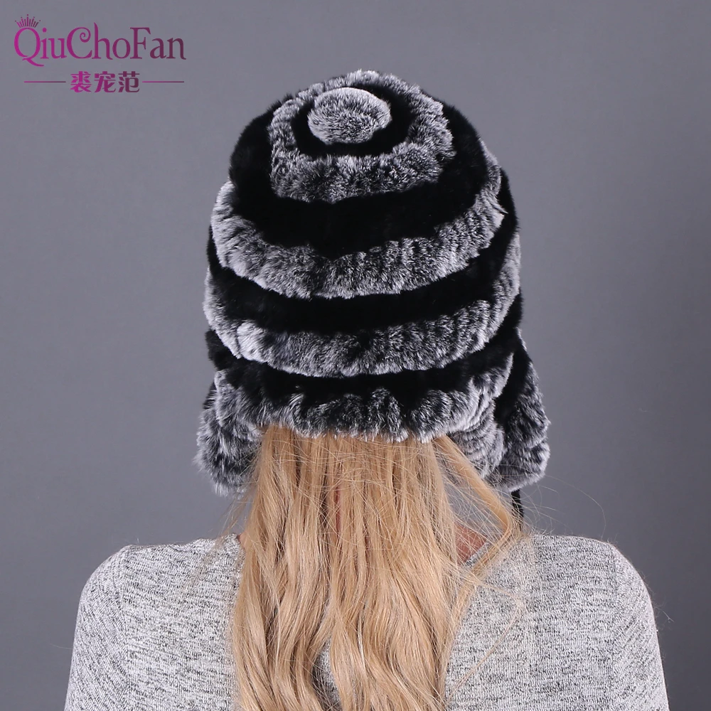 Женские вязаные шапочки ручной работы зимние теплые шапки из натурального меха