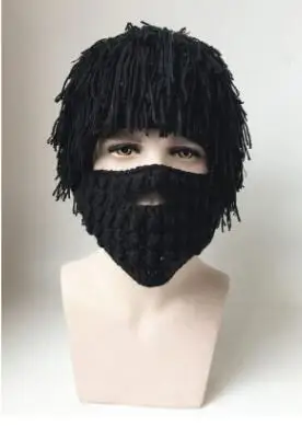 Шапки с париком и бородой теплые вязаные шапки ручной работы для мужчин женщин