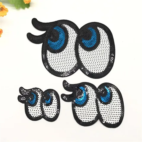 

New Eye With Sequined Patches Fashion Applique lron on Patch for Clothes Bags DIY Decal Apparel Accessory 1pcs