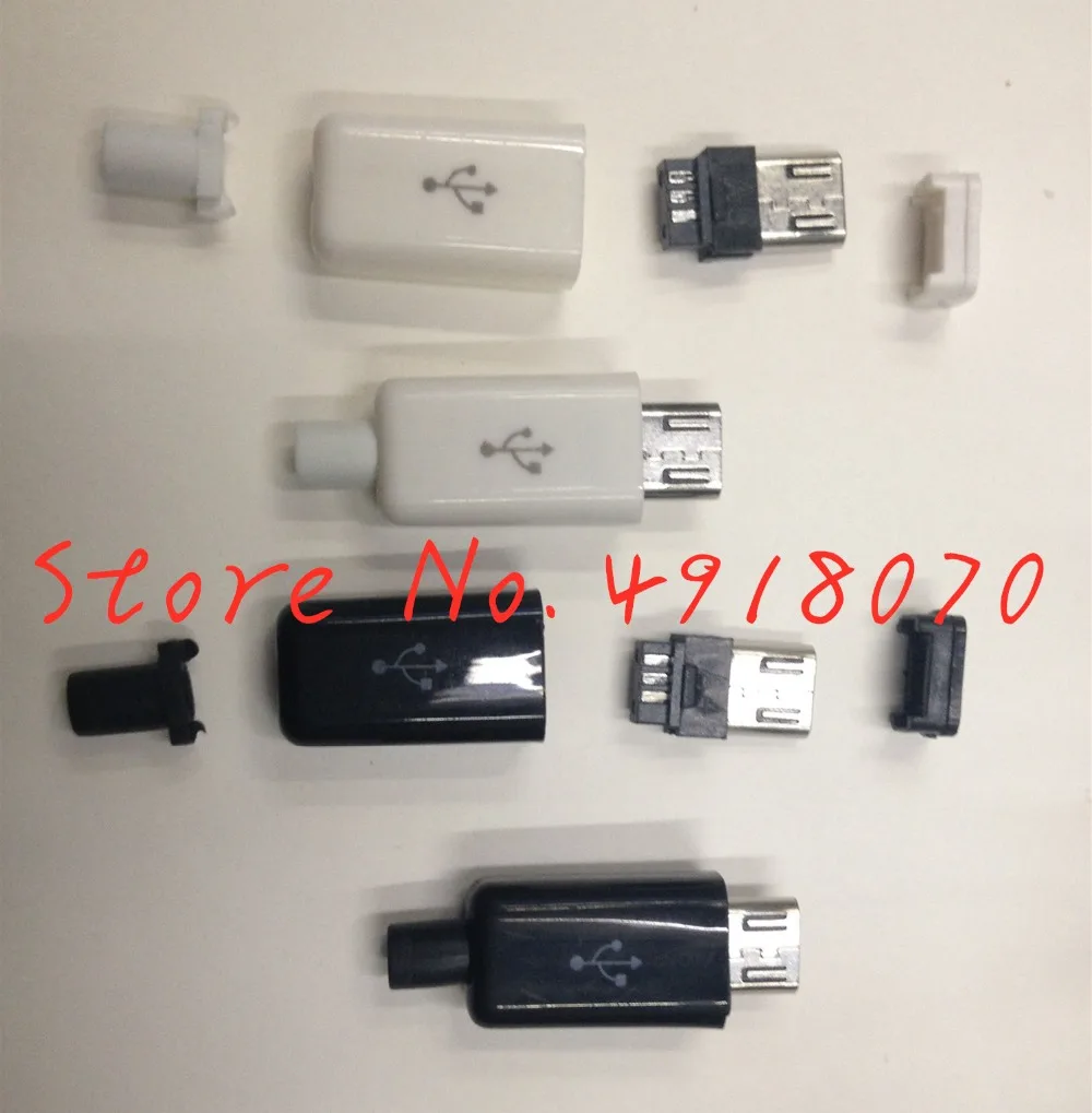 Micro USB 4-контактный разъем штекер черный/белый Сварка данных OTG линии интерфейса DIY