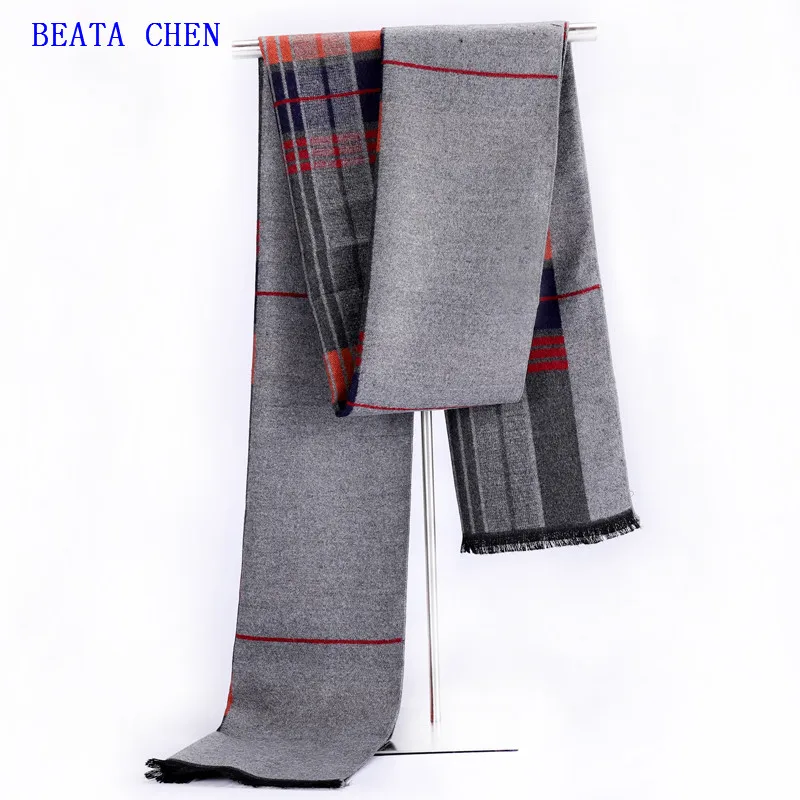Беата Чен Мода Дизайн Повседневное шарфы зима Для Мужчин Кашемировый Шарф
