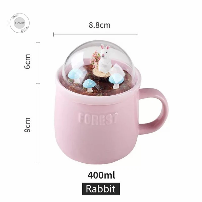 Керамическая кофейная кружка с милым кроликом микро крышкой животным большая