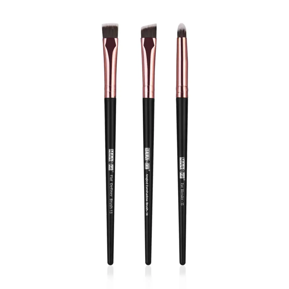 3pcs-Black Pro 3/12 шт. натуральных волос набор кистей для макияжа, тени для глаз, подводка для глаз, для бровей и ресниц Румяна для макияжа лица, для смешивания, кисть, косметические инструменты - Handle Color: 3pcs-Black