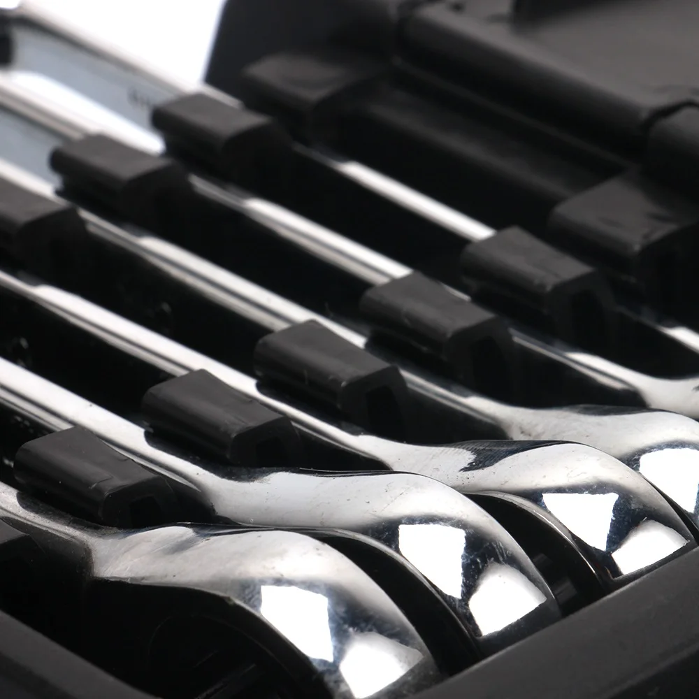 

A Set of Keys Ratchet Wrench Dual Ratcheting Head Spanners Hand Tools 72Teeth Mirror Polished with Plastic Rack Pack