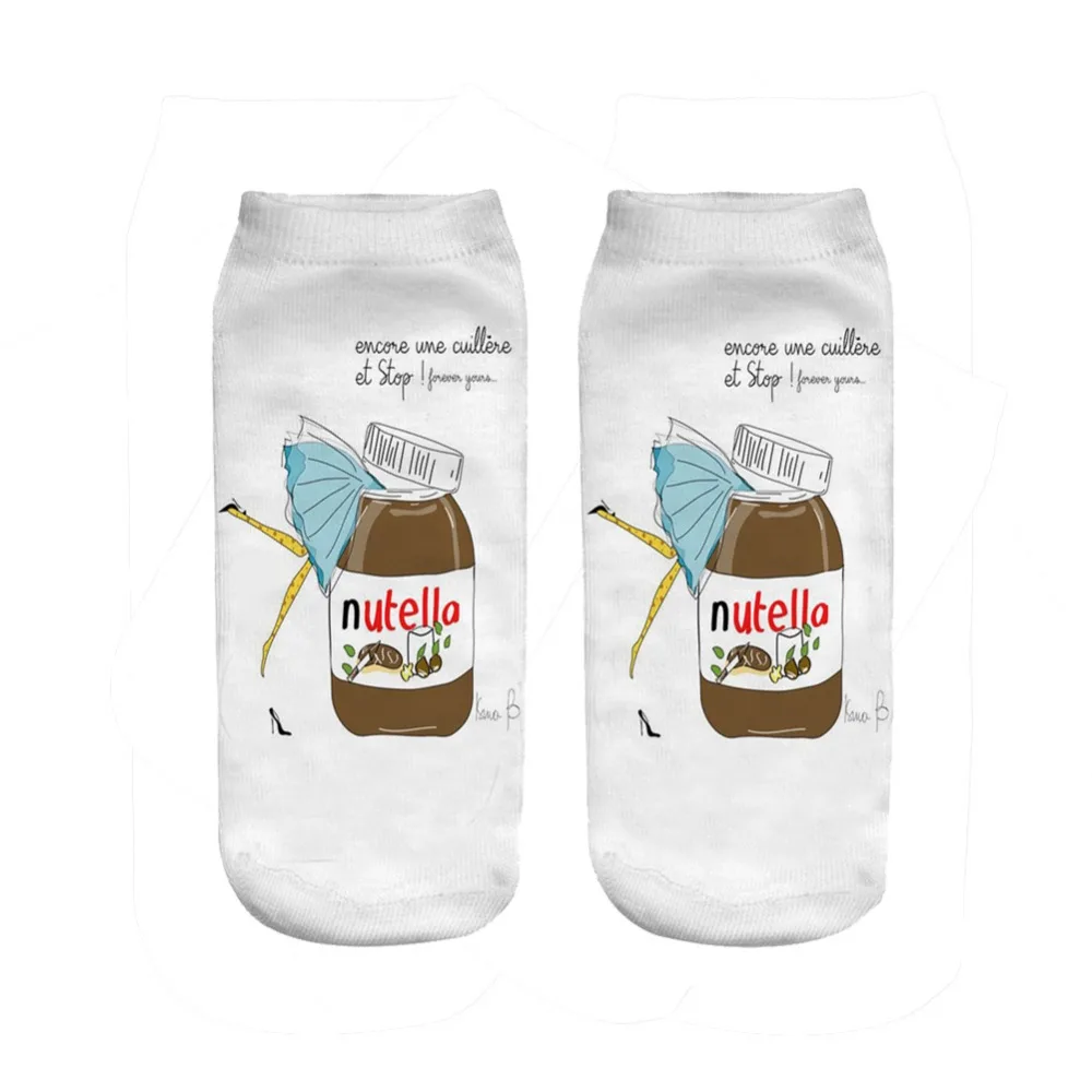 Носки с принтом бабочки Nutella, 3D носки для мужчин и женщин, женские короткие носки