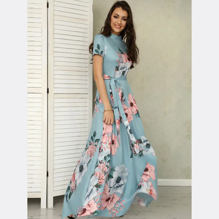 Женское пляжное платье в стиле бохо Летнее Длинное с рукавами фонариками и