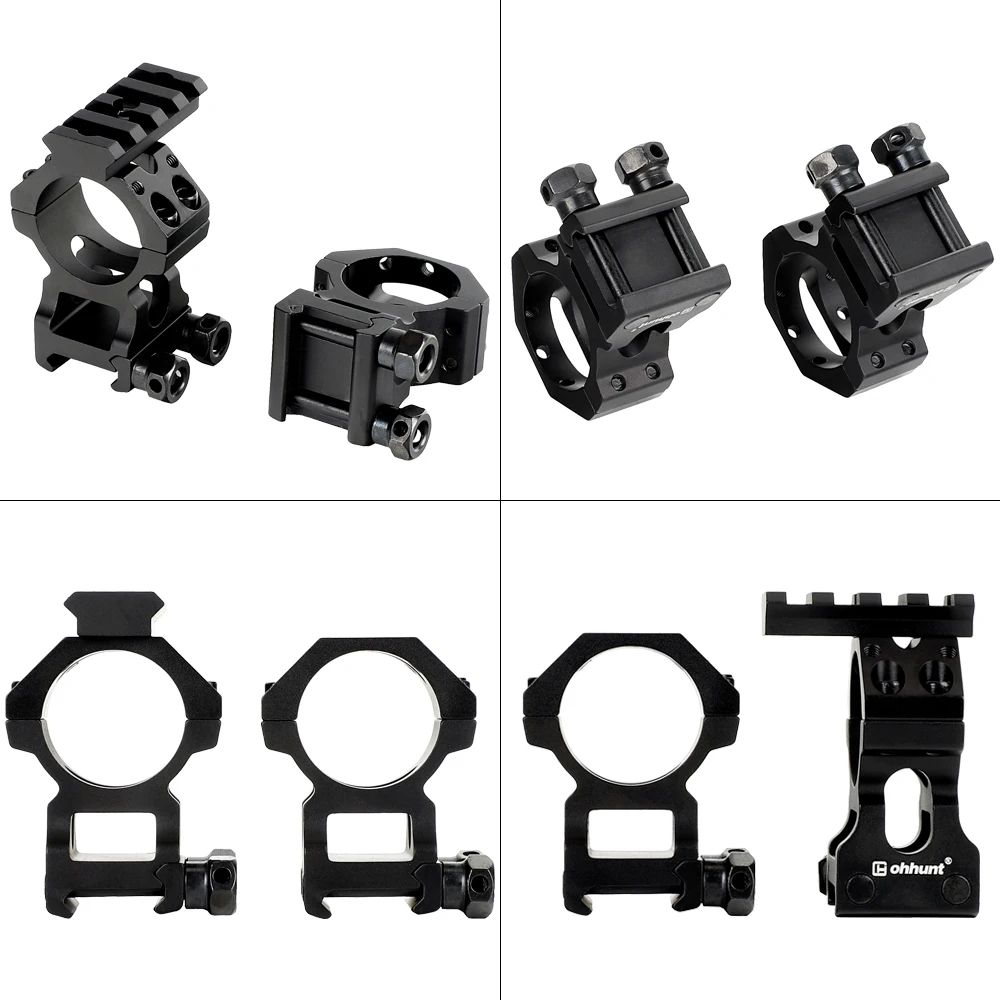 ohhunt Rock-Solid 25.4mm 30mm Scope Picatinny Rings Hunting Tactical Riflescopes Mounts With Top Rail For AK 47 AR15