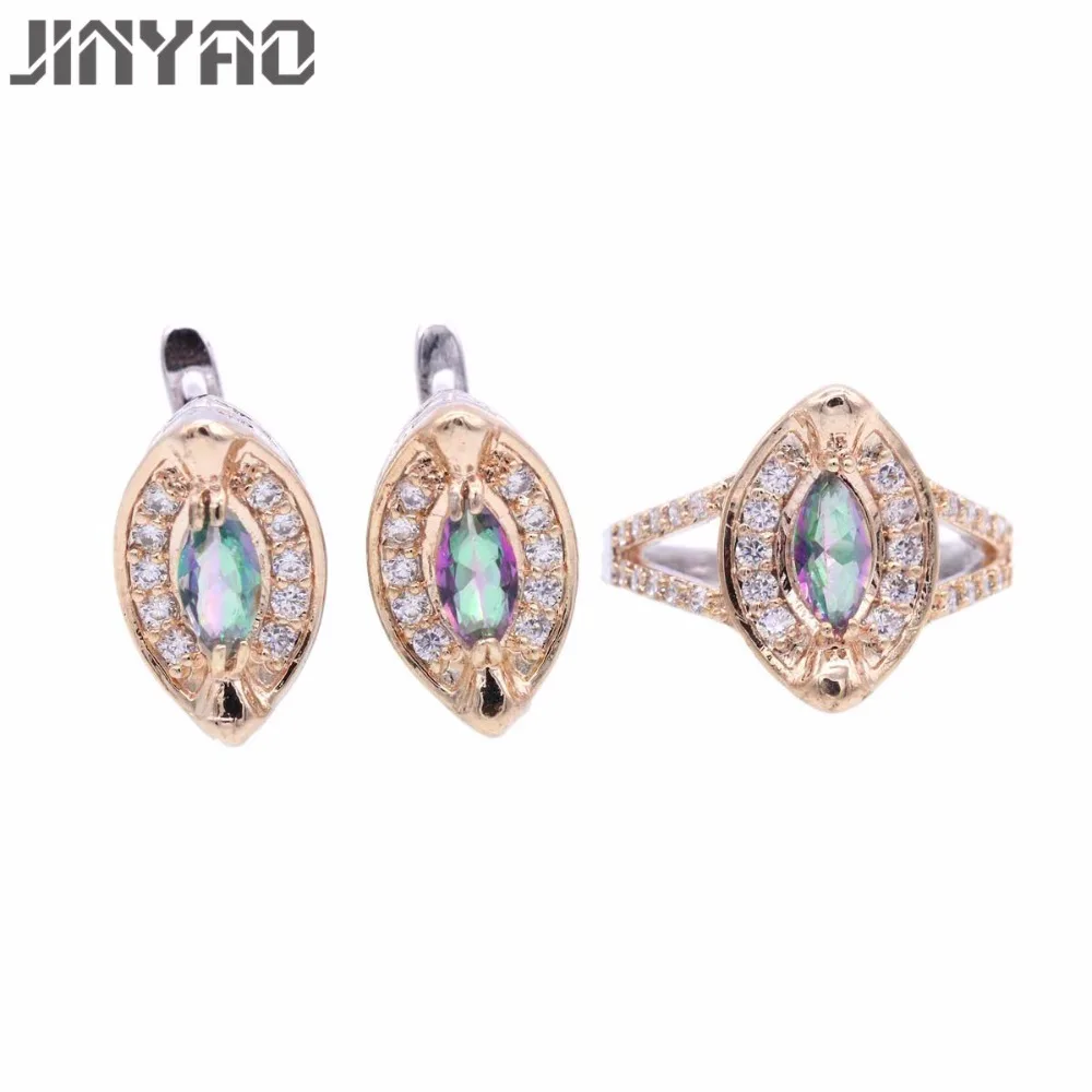 JINYAO модные вечерние ювелирные изделия набор золотого Цвета Очаровательный