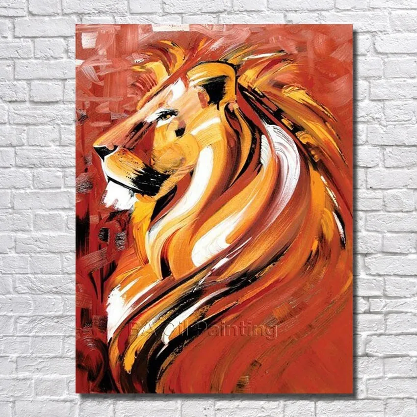Free Shipping For Sell Wholesale Cheap And Beautiful Oil Paintings Lion Hand Painted Wall Decor Picture Canvas | Дом и сад