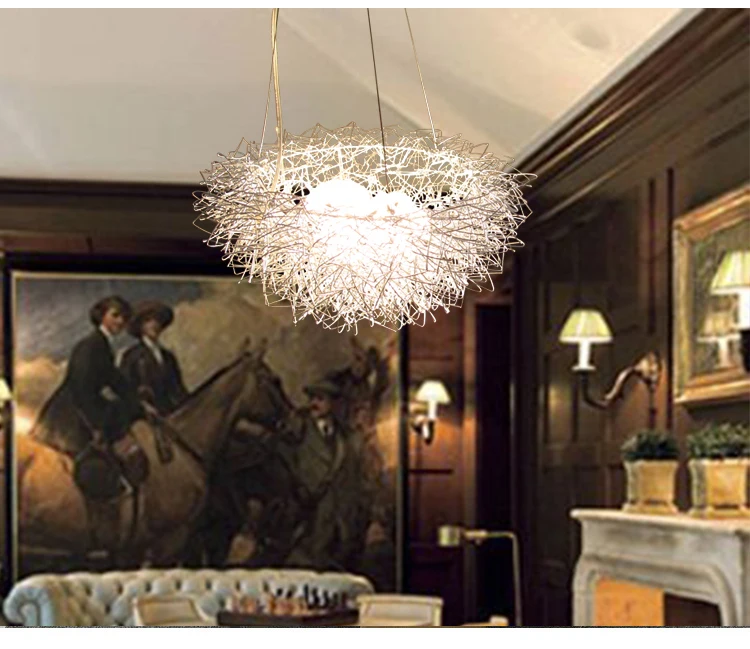 Птичье гнездо яйца лампы креативные подвесные светильники серебро/золото