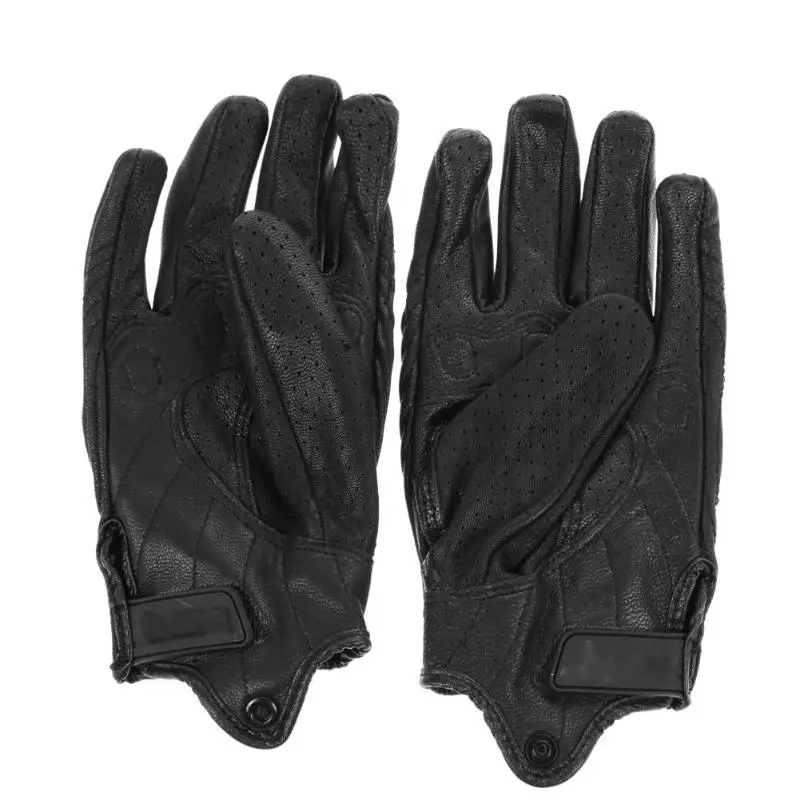 

Motorcycle Riding Protective Armor Black Short Leather Gloves M L XL