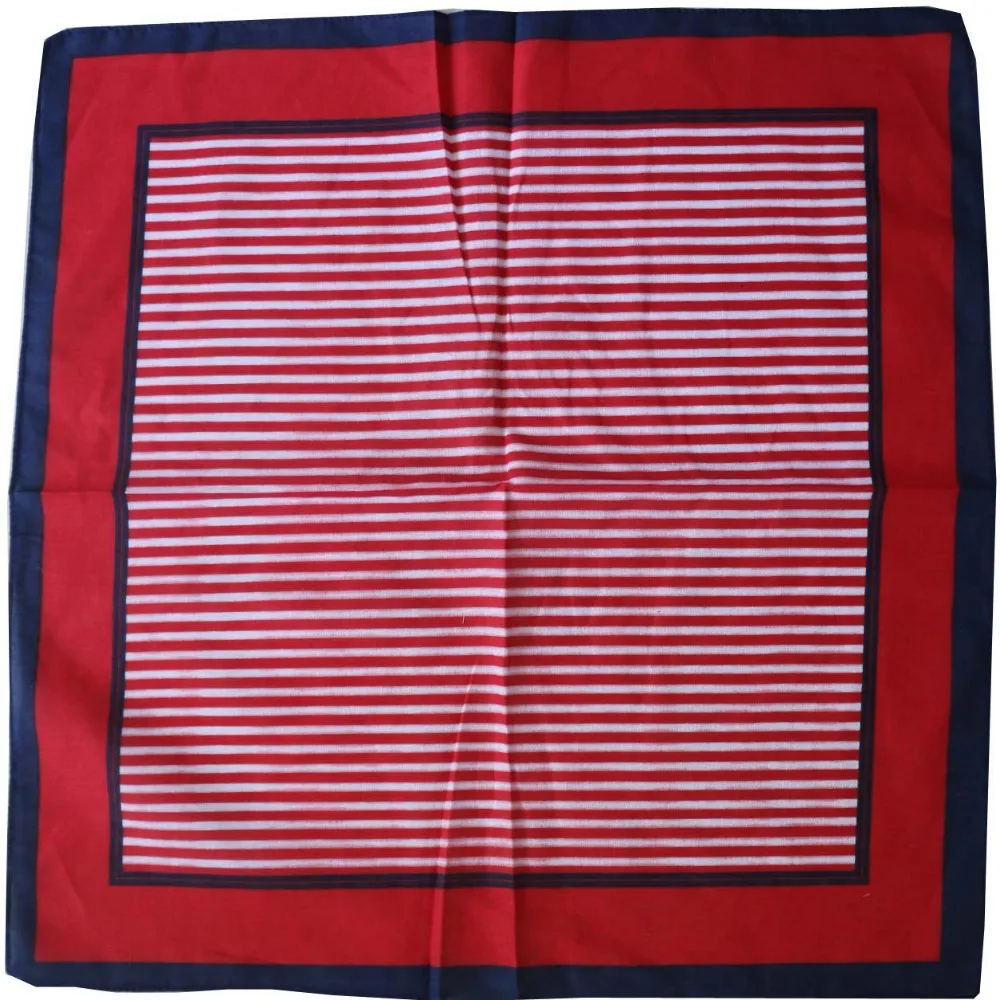 WINFOX New Hip Hop Cotton Navy Red Striped Bandanas Scarf For Womens Mens | Headband