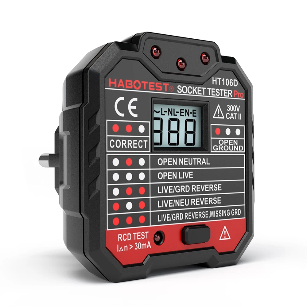 HT106B HT106D HT106E цифровой дисплей Розетка тест er Разъем полярности фазы контрольный детектор напряжение тест Многофункциональный электроскоп