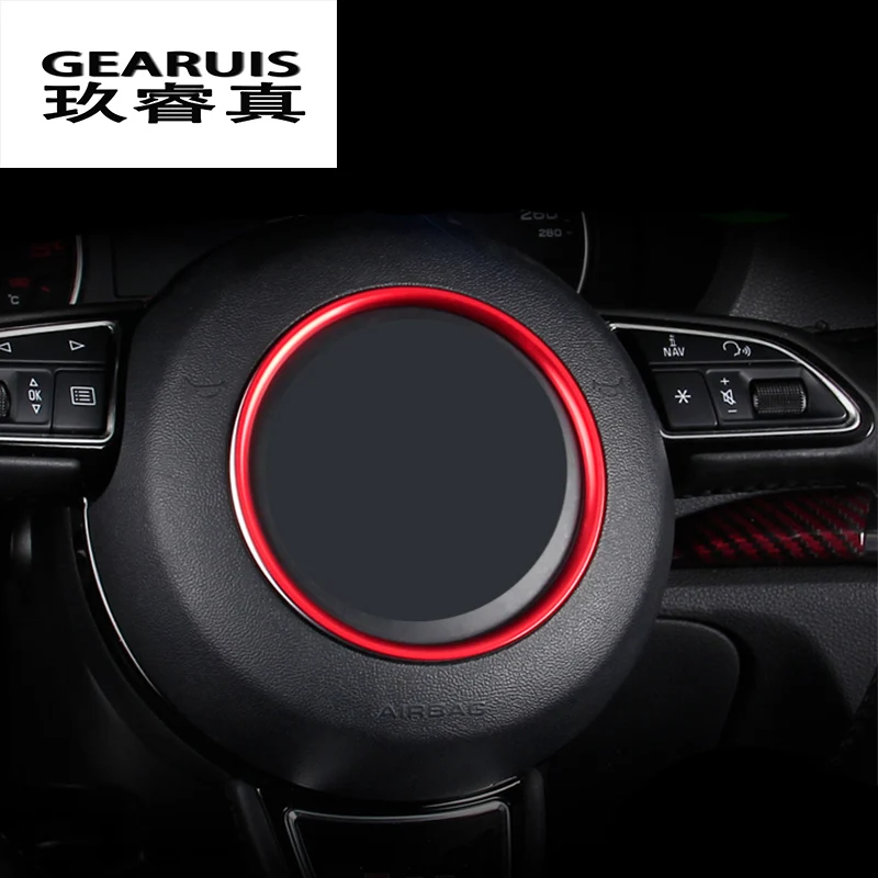 Автомобильные декоративные наклейки на руль из алюминиевого сплава красного