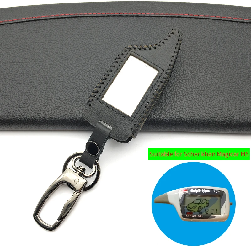 

Latest Car Alarm Shape 100% Leather Case For Scher-Khan Magicar Only Fit M5 Scher Khan Magicar 5 LCD Remote Cover for Starline