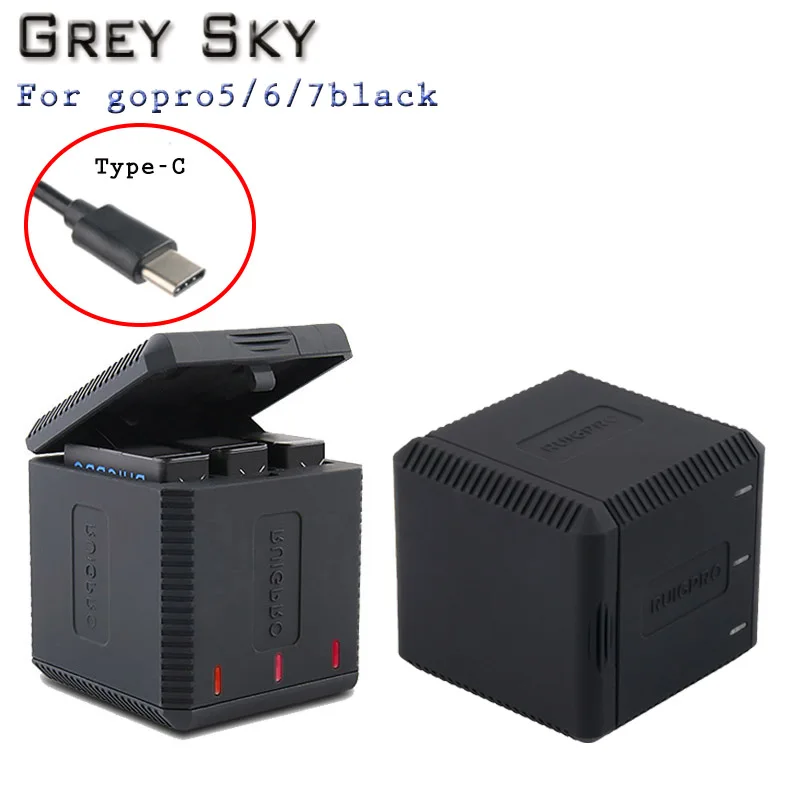 Аккумулятор серого неба 1600 мАч для GoPro hero 5 hero 6 hero 7 black Bateria Akku для GoPro hero 5 6 7 hero 5 AHDBT 501