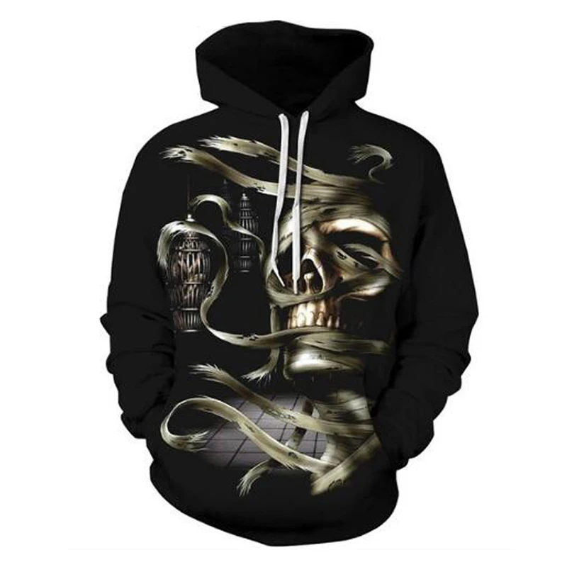 

CJLM Halloween Hoodies New Design Men Fashion Cool Print Skull Mummy 3D Hoodies Sweatshirts Regular Hooded Pullovers Coat Unisex
