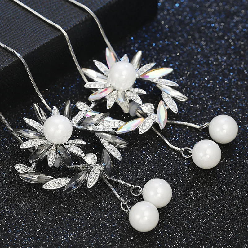 Новинка 2019 корейская мода дикая одежда длинное ожерелье с кристаллами цепочка