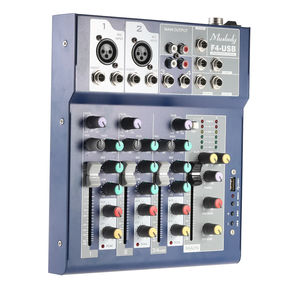 Muslady F4 ноутбук в металлическом корпусе 4 канала прямом эфире смеситель микшерный