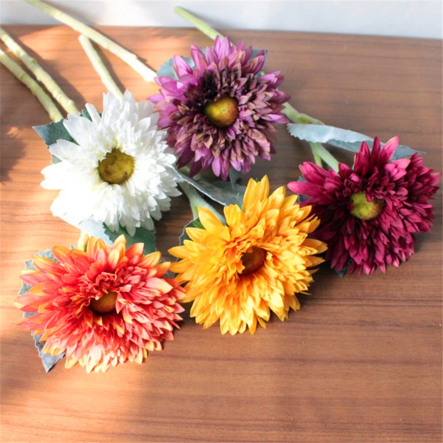 1pc 42CM Long Artificial Sunflower Colorful petals High Quality for Home Wedding Party Decorations Photography Props Gerbera DIY