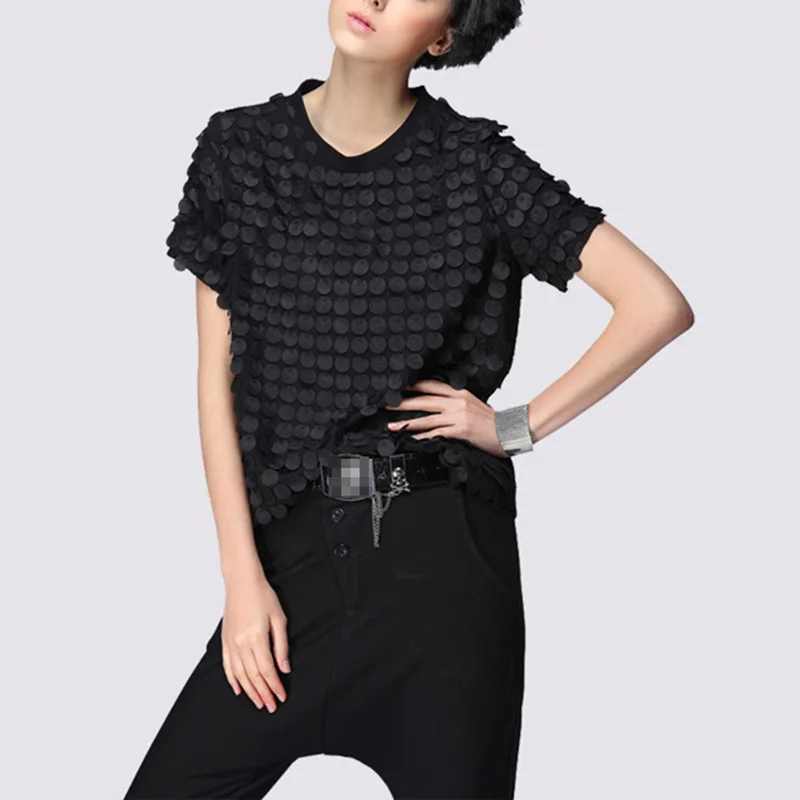 LIGE 2XL PLUSwomen черная футболка Лоскутная с круглым вырезом короткий рукав Оверсайз