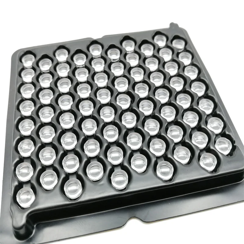 Пластиковые фокусирующие линзы F7 цветные с красной точкой для лазерной формы