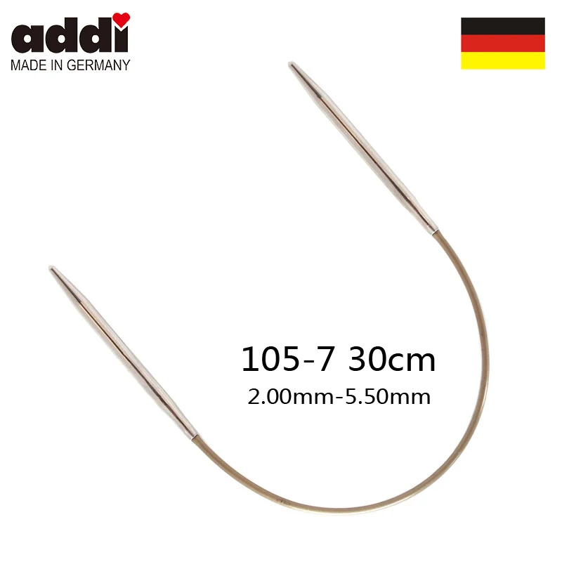 

Addi 105-7-30cm circular knitting needles with brass-tips and gold cords