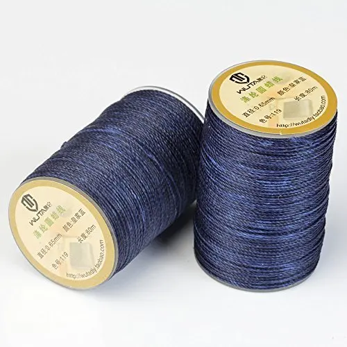 Royal Blue-1spool WUTA, 0,65 мм, вощеная нить, полиэстер, 23 Цвета, ручной шнур для шитья, кожевенные инструменты, 3 нити, скрученные вместе/не легко разлетаться - Цвет: Royal Blue-1spool