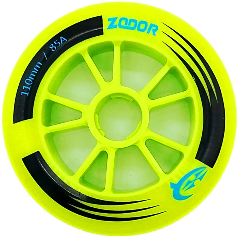 

110mm 100mm 90mm 85A Yellow Green Inline Speed Skates Wheel ZODOR Grip Racing Marathon Wheels, 2 Pieces per lot