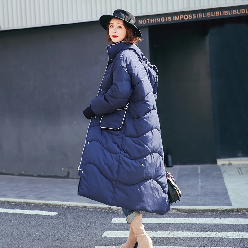 2018 новая зимняя куртка Для женщин Повседневное длинные Стиль био пух стенд