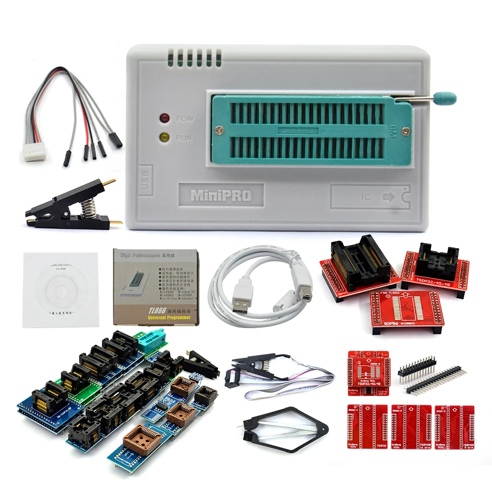 Оригинальный Новый V8.51 TL866II Plus Универсальный программатор Minipro + 28 адаптеров