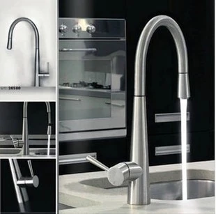 

Contemporary Chrome or Brushed Solid Brass Deck Mounted pull out Hot and Cold kitchen faucet mixer faucets sink tap torneira