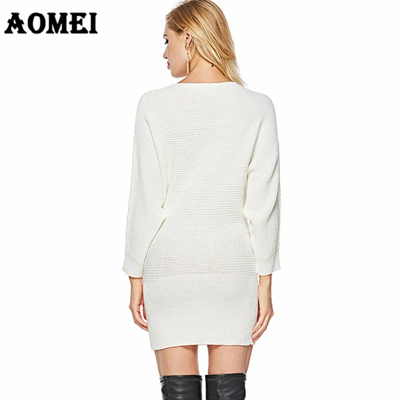 Women Pullover Sweater Mini Dress pull long Femme Autumn Knitted Tops Sexy Girls Casual Fashion Fall Winter Knitting Slim Jumper | Женская