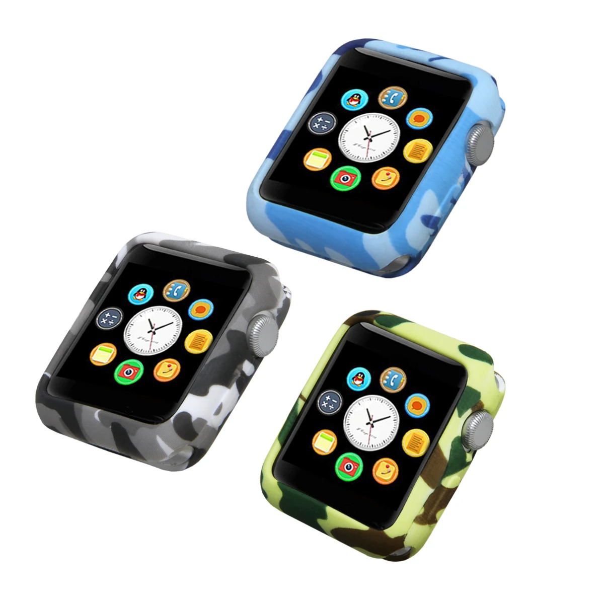 Чехол для Apple Watch Series 3 2 1 защитный чехол 38 мм 42 камуфляжный Мягкий силиконовый